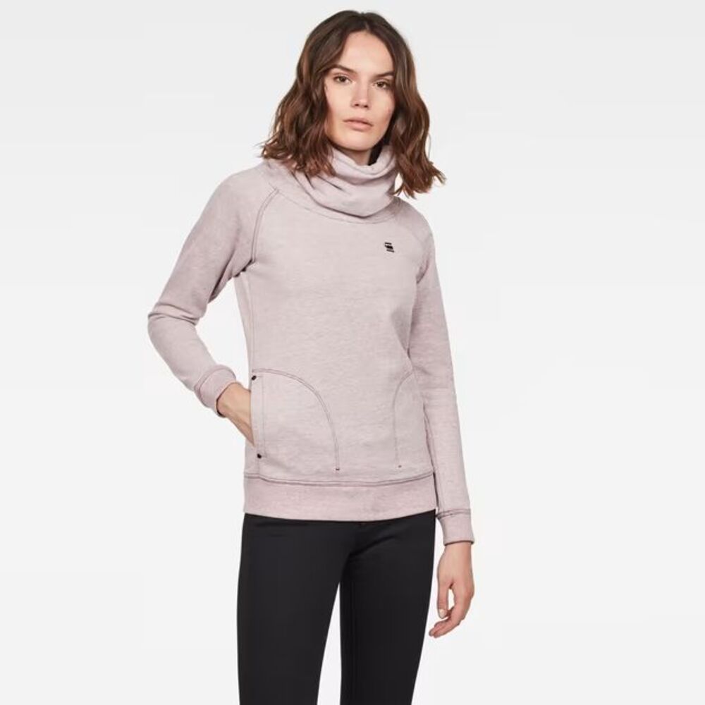 G-Star Raw Cowl Neck Pullover Sweatshirt Women Small Purple Heathered Drawstring